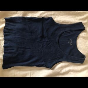 Navy Blue Ribbed Cropped Tank